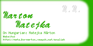 marton matejka business card