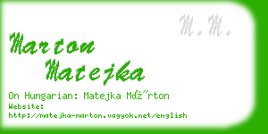 marton matejka business card